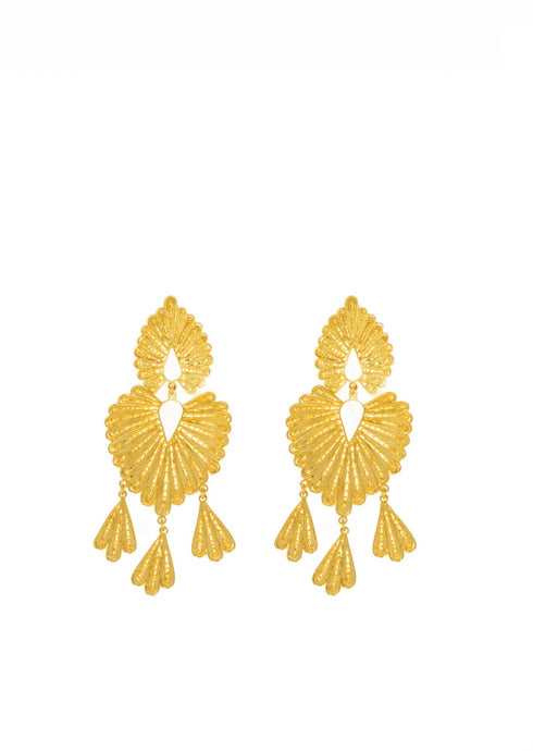 Golden Leaves Filigree Drop Earrings